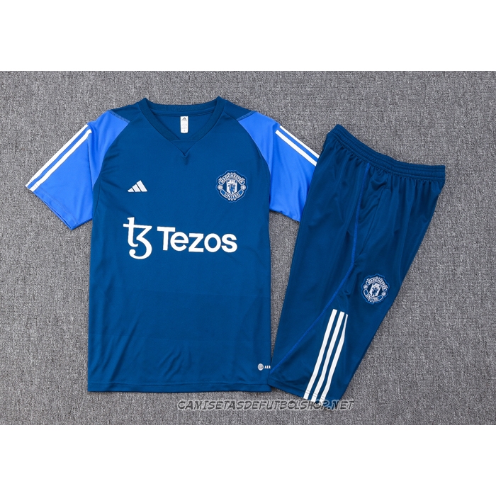 Chandal del Manchester United 23-24 Manga Corta Azul - Pantalon Corto